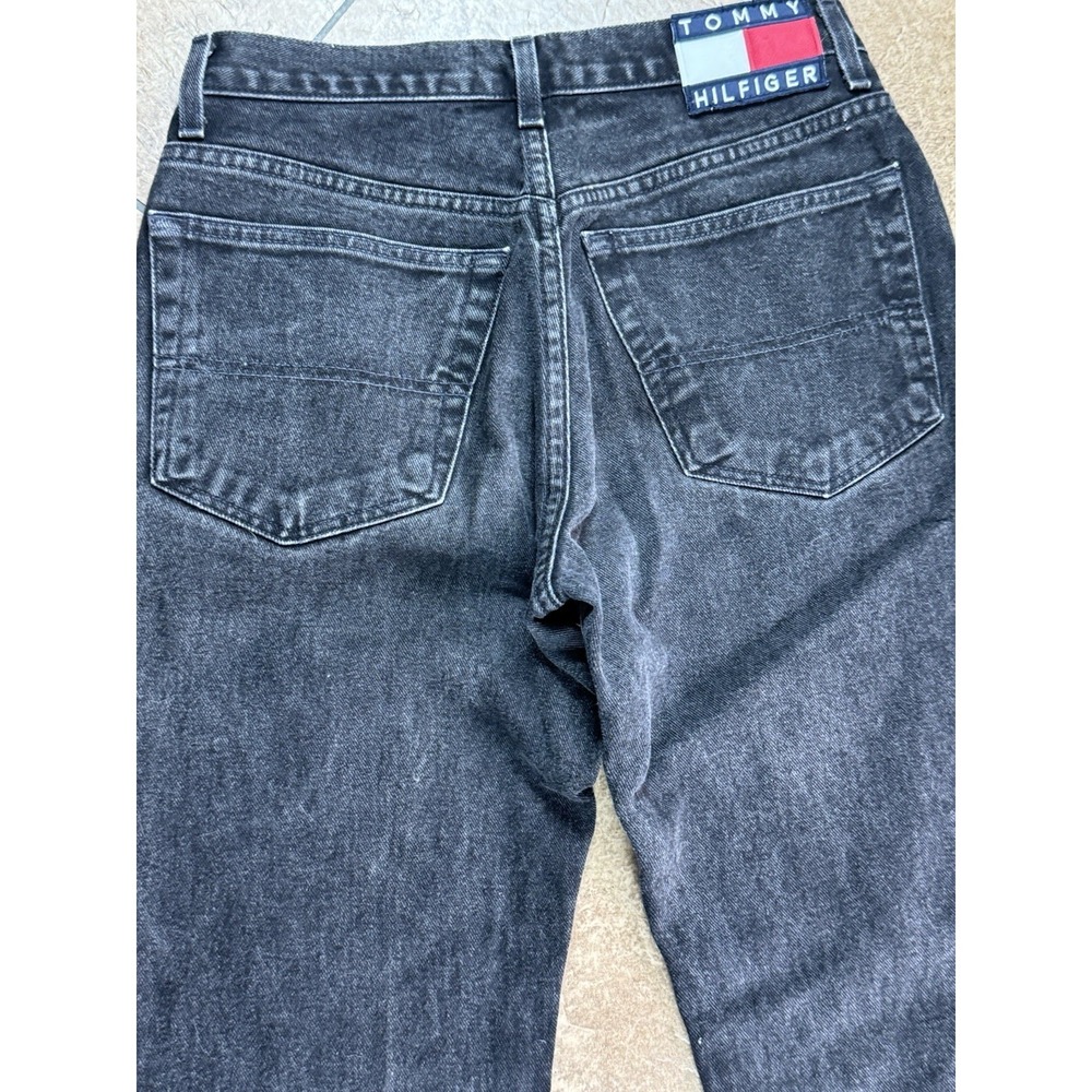 Vintage Tommy Hilfiger Women's Classic High Rise Straight Black Denim Jeans Logo - Picture 9 of 10